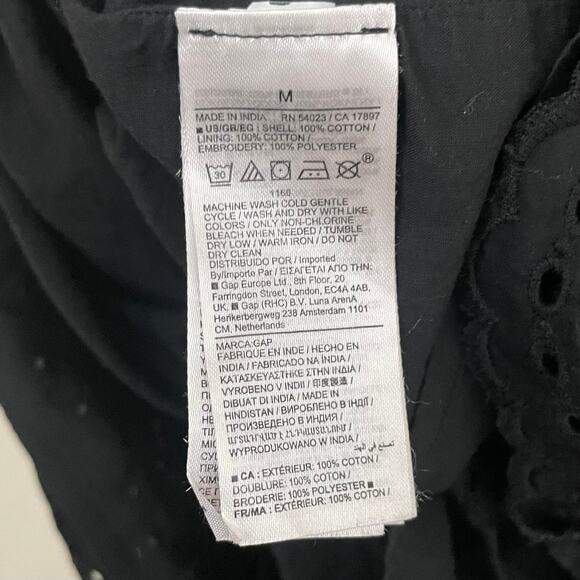 Gap x Doen Dress Womens Medium Black Eyelet Mini Ruffle Pleated Boho Cottagecore - Picture 9 of 10